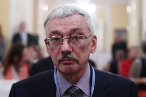 MOSCOW, RUSSIA – DECEMBER 11, 2018: Oleg Orlov, president of the Memorial human rights centre council, at a ceremony to award human rights activist Oyub Titiyev the Franco-German Prize for Human Rights and the Rule of Law, at the residence of the German Ambassador to Moscow. As Oyub Titiyev, head of the Grozny office of the Memorial human rights centre, charged with possession of marijuana, has been under arrest since 11 January 2018, he could not attend the ceremony. Starting from 2016, France and Germany have been awarding the prize to committed human rights defenders. Stanislav Krasilnikov TASS TS09AD9A