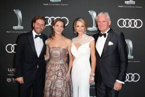 Philip Greffenius with wife Evelyne and Alexander Schuhmacher with wife Stefanie Audi Generation Award 2018 at the Hotel Bayerischer Hof in Munich on 11 12 2018