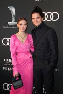 Lina Larissa Strahl with friend Tilman Poerzgen Audi Generation Award 2018 at the Hotel Bayerischer Hof in Munich on 11 12 2018