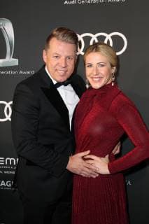 Axel Kahn with girlfriend Sarah Kaeckel Audi Generation Award 2018 at Hotel Bayerischer Hof in Munich on 11 12 2018