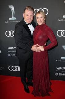 Axel Kahn with girlfriend Sarah Kaeckel Audi Generation Award 2018 at Hotel Bayerischer Hof in Munich on 11 12 2018