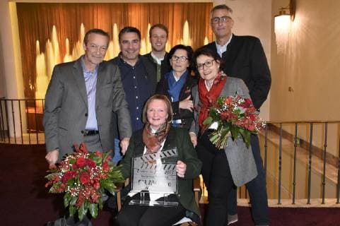 Michael Roll Guest Philipp Däuber Karin Mergner Maria Stangassinger Brigitte Schlögl and Peter Nagel at the award ceremony Filming location of the year 2018 in the Gloria Palast Munich 13 12 2018 Foto:xP.xSchönbergerx xFuturexImage