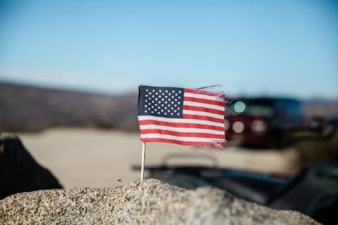 A miniature American flag sits on a hill in Campo, California on December 16, 2018.  SDP2018121625 ARIANAxDREHSLER