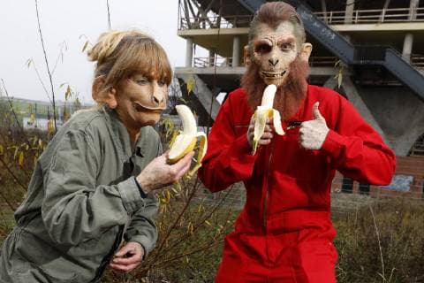 From the FARBKÖRPER Bodypainting Aspekte Kalender 2019 Welt der Affen Photoshooting with the models Maria and Paul as chimpanzees at the Expo Gelände in Hannover FARBKÖRPER is a project of the photographer Tschiponnique Skupin and the bodypainter and transformer Enrico Lein which shows the versatility of bodypainting. Foto:xT.xSkupinx xFuturexImage