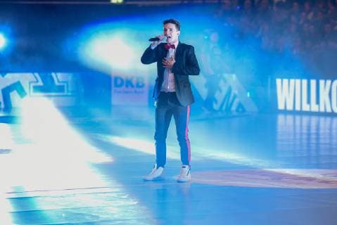Damiano Maiolini THE VOICE OF GERMANY Quarter Finalist Germany Stuttgart 26 12 2018 Sport Handball Bundesliga TVB 1898 Stuttgart vs. VfL Gummersbach Porsche Arena