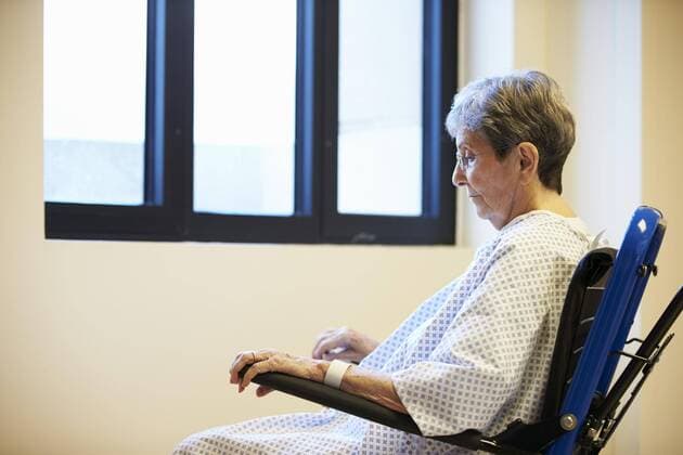  Senior Female Patient Sitting Alone In Wheelchair model released Symbolfoto property released  Copyright: xMonkeybusinessx Panthermedia19370288