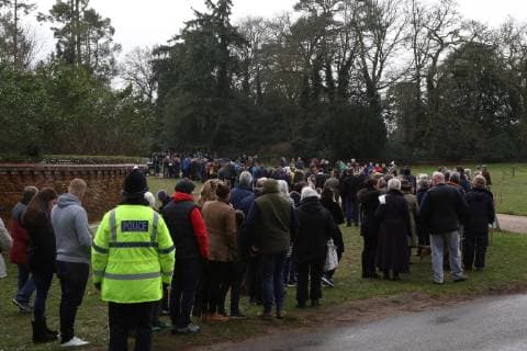 Huge crowds turned out to see HM Queen Elizabeth II as she attends the St. Mary Magdalene Church Sunday morning service, in Sandringham, Norfolk, on December 30, 2018. 