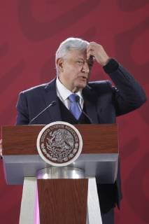 Mexican President Andres Manuel Lopez Obrador speaks during his first press meeting of the year at the National Palace, in Mexico City, Mexico, on 2 January 2019. Lopez Obrador denied the rising of the number of murders during his first month of Government, acusing the newspaper Reforma of slander and make sensationalist journalism. Lopez Obrador deneid rising violence in Mexico in first month of his Government !ACHTUNG: NUR REDAKTIONELLE NUTZUNG!  Copyright: xSashenkaxGutierrezx AME3283 20190102-636820442080317717