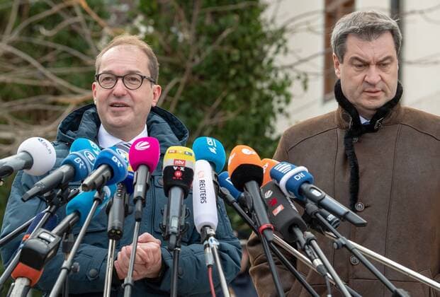 03 01 2019 POLITICS Alexander Dobrindt Chairman of the CSU in the Bundestag and Dr Markus Söder Bavarian Prime Minister 03 01 2019 during the CSU closed session in the Bundestag at Seeon Bayern Seeon Monastery Germany