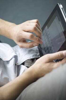 Man using digital tablet, cropped  Copyright: FrédéricxCirou B05677626