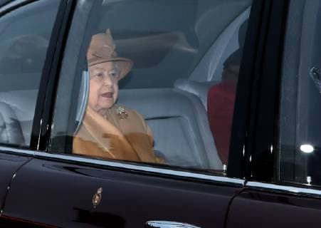 HM Queen Elizabeth II attends the St. Mary Magdalene Church Sunday morning service, in Sandringham, Norfolk, on January 6, 2019. 
