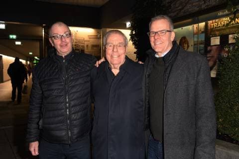 son Sebastiain Christian Bruhn son Johannes Muenchen 07 01 19 City Kino Documentary Premiere My world is the music of composer Christian Bruhn Bruhn