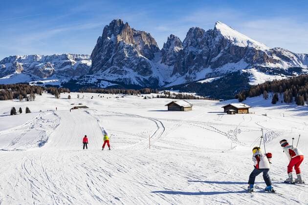 ITA Italy Ortisei 27 12 2018 Alpe di Siusi Ski Area Val Gardena Ideal Ski Area for Families at the Foot of the Sciliar, the Landmark of South Tyrol