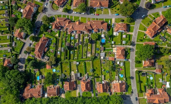 Herne-Börnig Siedlung Teutoburgia, Zechensiedlung für die Zeche Teutoburgia und Arbeitersiedlung Stahlwerk Bochumer Verein, gartenstädtische Siedlung, Beamtenhäuser, Herne, Ruhrgebiet, Nordrhein-Westfalen, Deutschland, Europa, !ACHTUNGxMINDESTHONORARx60xEURO! *** Herne Börnig housing estate Teutoburgia colliery housing estate for Teutoburgia colliery and workers housing estate Stahlwerk Bochumer Verein gartenstädtische Siedlung Beamtenhäuser Herne Ruhrgebiet Nordrhein Westfalen Deutschland Europa ACHTUNGxMINDESTHONORARx60xEURO