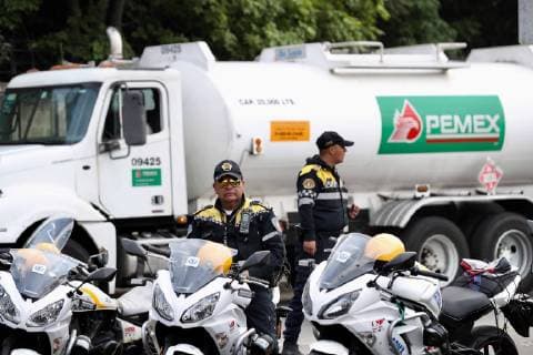 January 11 2019 EUM20190111NAC19 JPG MEXICO CITY Gasoline Desabasto January 11, 2019 Aspects of the security operation by elements of the SSPCDMX outside the former refinery March 18 where elements in motorbike patrols escort the trucks with fuels to the different gas stations of the city Photo Agency EL UNIVERSAL MAR  - ZUMAu78_ 20190111_zaf_u78_057 Copyright: xValentexRosasx