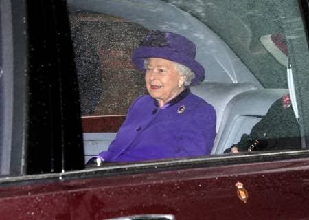 HM Queen Elizabeth II attends the St. Mary Magdalene Church Sunday morning service, in Sandringham, Norfolk, on January 13, 2019. 