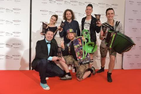 Award ceremony 20 years SMAGO AWARD DIe Draufgänger with MOA mercure Hotel Director Paolo Masaraccia on the red carpet 20 years SMAGO AWARD ceremony in Berlin on 13 01 2019