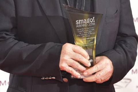Award ceremony 20 years SMAGO AWARD Prof Christian Bruhn Author and composer on the red carpet 20 years SMAGO AWARD ceremony in Berlin on 13 01 2019