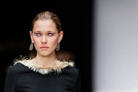 (190115) -- BERLIN, Jan. 15, 2019 -- A model displays a creation by German designer Irene Luft during Berlin Fashion Week Autumn Winter 2019 2020 in Berlin, capital of Germany, on Jan. 15, 2019. ) GERMANY-BERLIN-FASHION WEEK-IRENE LUFT BinhxTruong 
