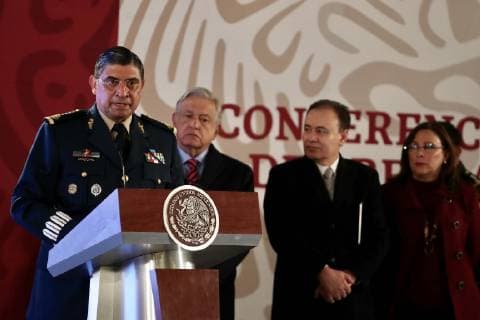 January 16, 2019 - EUM20190116NAC03.JPG .CIUDAD DE MEXICO, Presidency Presidencia-AMLO.- El secretario de la Defensa, el general Cresencio Sandoval, durante la conferencia encabezada por el presidente de los Estados Unidos Mexicanos, Andres Manuel Lopez Obrador, este 16 de enero de 2019. Foto: Agencia EL UNIVERSAL Berenice Fregoso AFBV.  - ZUMAu78_ 20190116_zaf_u78_004 Copyright: xBerenicexFregosoxElxUniversalx