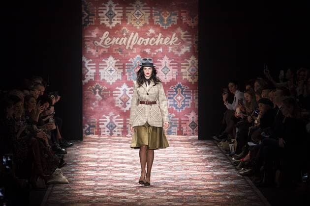 January 16, 2019 - Berlin, Germany - A model walks the runway at Lena Hoschek Fashion Show during Mercedes Benz Fashion Week Berlin Autumn Winter 2019at E-Werk in Berlin on January 16, 2019. Berlin Germany  - ZUMAn230 20190116_zaa_n230_351 Copyright: xEmmanuelexContinix