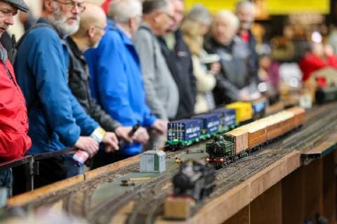 January 18, 2019 - London, United Kingdom - Enthusiasts and hobbyists are seen viewing steam locomotives at the annual London Model Engineering Exhibition at Alexandra Palace, north London. Over 50 clubs and societies are exhibiting full spectrum of modelling from traditional model engineering, steam locomotives and traction engines through to the more modern gadgets including trucks, boats, aeroplanes and helicoptersÃäwith nearly 2,000 models constructed by their members. London United Kingdom - ZUMAs197 20190118_zaa_s197_054 Copyright: xDinendraxHariax