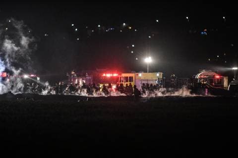 (190119) -- TLAHUELILPAN, Jan. 19, 2019 (Xinhua) -- MEXICO-HIDALGO-PIPELINE-EXPLOSION Photo taken on Jan. 19, 2019 shows the site of a pipeline explosion in the municipality of Tlahuelilpan, Hidalgo state, Mexico. At least 20 people were killed and 54 others injured in a pipeline explosion in the central Mexican state of Hidalgo on Friday, local authorities said. (Xinhua Xin Yuewei) MEXICO-HIDALGO-PIPELINE-EXPLOSION 