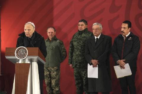 January 19 2019 EUM20190119NAC10 JPG MEXICO CITY PresidencyPresidency AMLO January 19, 2019 Alejandro Gertz Manero Attorney General of the Republic during the conference at the National Palace on the explosion in a pipeline in Tlahuelilpan He is accompanied by Jose Ojeda Cresencio Sandoval Secretary of Defense President Andres Manuel Lopez Obrador and Omar Faday  - ZUMAu78_ 20190119_zaf_u78_011 Copyright: xElxUniversalx