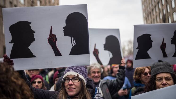 News Themen der Woche KW03 Protesters hold signs as they participate in the The Women s March in New York City on January 19, 2019. For the last two years in the middle of January between 3 and 4 million people have massed in the streets of the United States in an outpouring of disappointment with the Trump administration.  NYP20190119124 STEVExFERDMAN