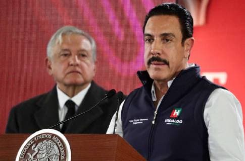 January 19, 2019 - EUM20190119NAC20.JPG.CIUDAD DE MEXICO.ExplosionExplosion-Hidalgo.- 19 de enero de 2019. El presidente Andres Manuel Lopez Obrador y el gobernador de Hidalgo, Omar Fayad durante conferencia en Palacio Nacional la tarde de este sabado para dar un segundo parte de los hechos ocurridos luego de la explosion del ducto en la comunidad de Tlahuelilpan, Hidalgo. Foto: Agencia EL UNIVERSALAriel OjedaMAR.  - ZUMAu78_ 20190119_zaf_u78_098 Copyright: xElxUniversalx