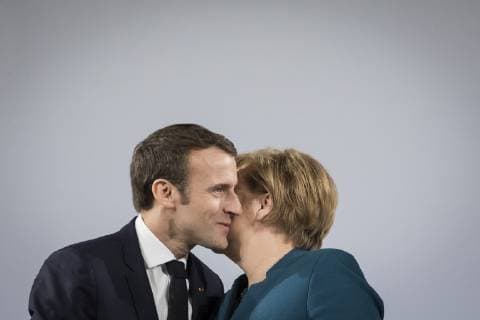 President of France Emmanuel Macron L and Chancellor Angela Merkel CDU received at the signing of the Treaty between the Federal Republic of Germany and the French Republic on Cooperation and Integration Treaty of Aachen in Aachen 22 01 2019 Aachen Germany Copyright: xFlorianxGaertner photothek.netx