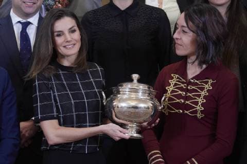 24-01-2019 Queen Letizia during an audience with La Calzada Mavi Nevas Tecnologias handball club, winners of the 39th edition of the Queen Cup, at Zarzuela Palace in Madrid. No Spain  Copyright: xPPE xTHORTONx