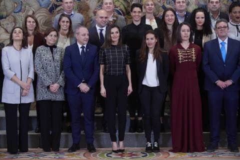 24-01-2019 Queen Letizia during an audience with La Calzada Mavi Nevas Tecnologias handball club, winners of the 39th edition of the Queen Cup, at Zarzuela Palace in Madrid. No Spain  Copyright: xPPE xTHORTONx