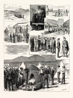 IMAGO History, Die Geburt des Eisenbahnverkehrs: 1802-1830 The De Aar Expedition South Africa: 1. The De Aar Railway Extension. 2. Coming Down Hex River Mountain on the Engine on a Moonlight Night. 3. A Boer Family s First Sight of Puffing Billy. 4. Leaving De Aar Removing Ring-Leaders to a Cattle Truck. 5. Volunteers Off to the Front. 6. Searching Prisoners at Beaufort West Gaol. 7. The Musical Part of the Expedition. 8. Arresting Zulus on the Line.  Copyright: LC120411_0715_2