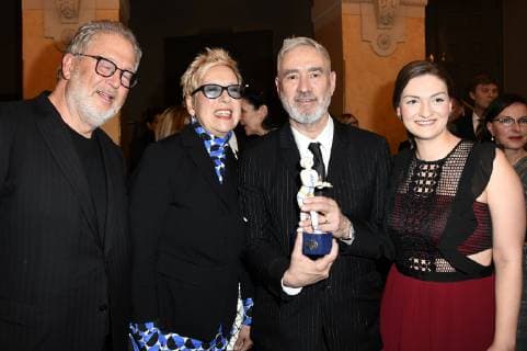 Martin Moszkowicz Doris Dörrie Roland Emmerich and Judith Gerlach at the award ceremony of the 40 Bavarian Film Prize 2018 at the Prinzregententheater Munich 25 01 2019 Foto:xP.xSchönbergerx xFuturexImage