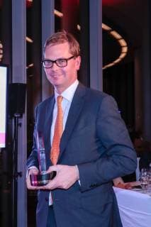 Bastian Fassin GF Katjes at the ISM Award Ceremony in Skytower at Koelnmesse