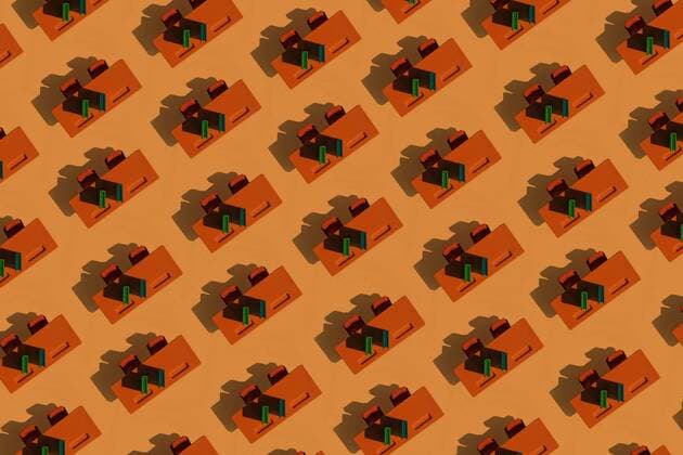 3D Illustration, row of desks  ERRF00061