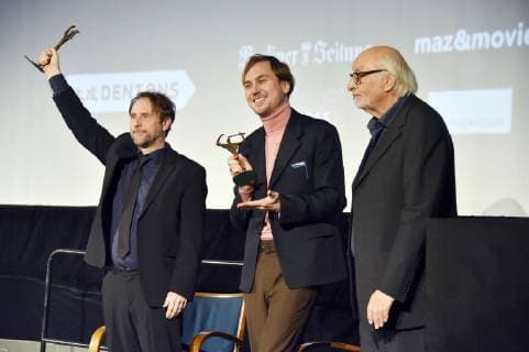 Bjarne girl Lars Eidinger and Karl Dall at the 61st Ernst Lubitsch Prize 2019 at the Babylon Cinema Berlin 30 01 2019 Foto:xN.xKubelkax xFuturexImage
