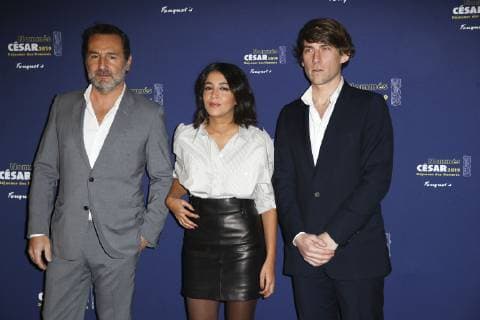 Gilles Lellouche Leila Bekhti Hugo Selignac ( Meilleur Premier Film pour Le Grand Bain ) CELEBRITES : Dejeuner des nommes - Cesar 2019 - 03 02 2019 GwendolineLeGoff Panoramic 