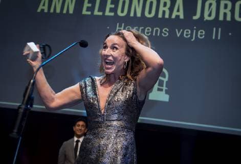 Ann Elenora Joergensen receives a Robert for best female lead in a television series for his role in the Lords Roads II at the Robert award ceremony in Copenhagen Harbor on Sunday 3 February 2019 Copenhagen Denmark,  Copyright: Scanpix LiselottexSabroex COP102 spdk20190203-195926-L
