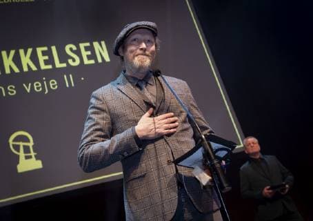 Lars Mikkelsen receives a Robert for best male lead in a television series for his role in the Lords Roads II at the Robert awards ceremony in Copenhagen Harbor Sunday February 3, 2019 Copenhagen Denmark,  Copyright: Scanpix LiselottexSabroex COP102 spdk20190203-200009-L
