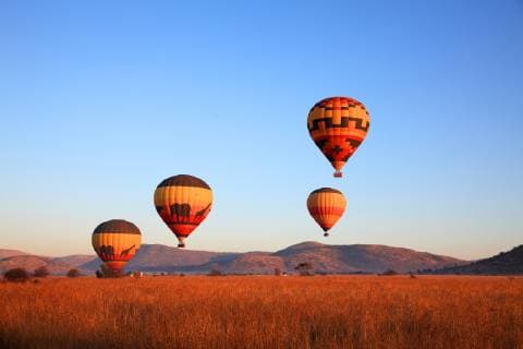 Heissluftballonfahrt ueber Pilanesberg Nationalpark, Suedafrika, North West Province, Pilanesberg Nationalpark hot-air balloon ride over Pilanesberg Game Reserve, South Africa, North West Province, Pilanesberg National Park BLWS514727 Copyright: xblickwinkel M.xWoikex