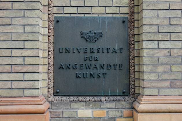 University in Vienna University in Vienna 01 06 2018 Vienna Oskar Kokoschka Platz Austria A blackboard is located at the Vienna University of Applied Arts