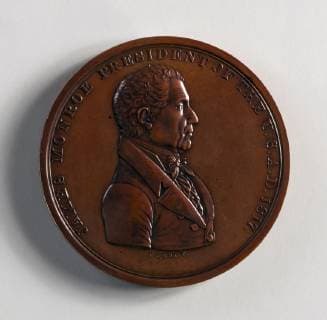 Medal of James Monroe, 1817, Made in United States, American, Bronze, Diam. 2 1 2 in. (6.4 cm), Metal, Moritz Fürst (born 1782, active United States, 1807 ca. 1840)  Copyright: Artokoloro AM170720_106501
