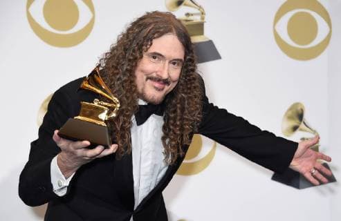 Entertainment Themen der Woche KW06 Entertainment Bilder des Tages Weird Al Yankovic appears backstage with his award for Best Boxed or Special Limited Edition Package for Squeeze Box: The Complete Words of Weird Al Yankovic, during the 61st annual Grammy Awards held at Staples Center in Los Angeles on February 10, 2019.  LAP2019021067 GREGGxDEGUIRE
