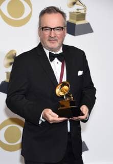 Dave Donnelly appears backstage with his award for Best Immersive Audio Album for Eye In The Sky - 35th Anniversary Edition , during the 61st annual Grammy Awards held at Staples Center in Los Angeles on February 10, 2019.  LAP2019021075 GREGGxDEGUIRE