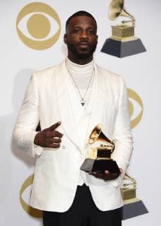 Jay Rock appears backstage with his award for Best Rap Performance for King s Dead , during the 61st annual Grammy Awards held at Staples Center in Los Angeles on February 10, 2019.  LAP20190210469 GREGGxDEGUIRE