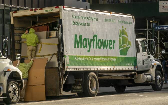 Moving day in New York Workers for the Mayflower moving company load furniture into their truck in New York on Saturday, February 9, 2019. (  RichardxB.xLevine