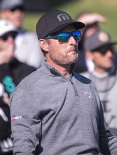 February 11, 2019 - Brentwood, California, United States of America - Larry Fitzgerald during the Inaugural Celebrity Cup at the Riviera Country Club in Brentwood, California on Monday February 11, 2019. Tiger Woods and Fred Couples were captains. JAVIER ROJAS PI Brentwood United States of America - ZUMAp124 20190211_zaa_p124_046 Copyright: xJavierxRojas Pix