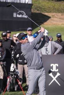 February 11, 2019 - Brentwood, California, United States of America - Larry Fitzgerald during the Inaugural Celebrity Cup at the Riviera Country Club in Brentwood, California on Monday February 11, 2019. Tiger Woods and Fred Couples were captains. JAVIER ROJAS PI Brentwood United States of America - ZUMAp124 20190211_zaa_p124_045 Copyright: xJavierxRojas Pix